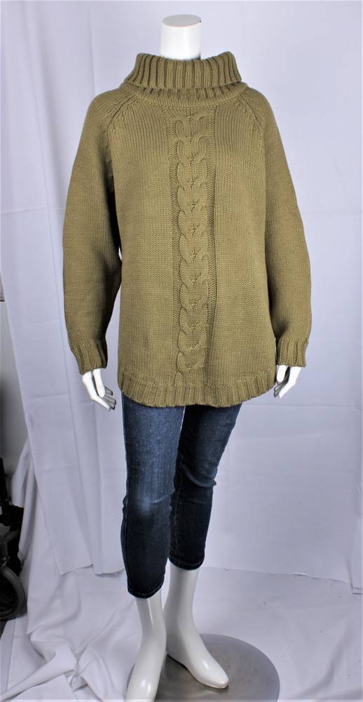 ALICE & LILY textured cable cowl knit  jumper green SC/4896 GRN